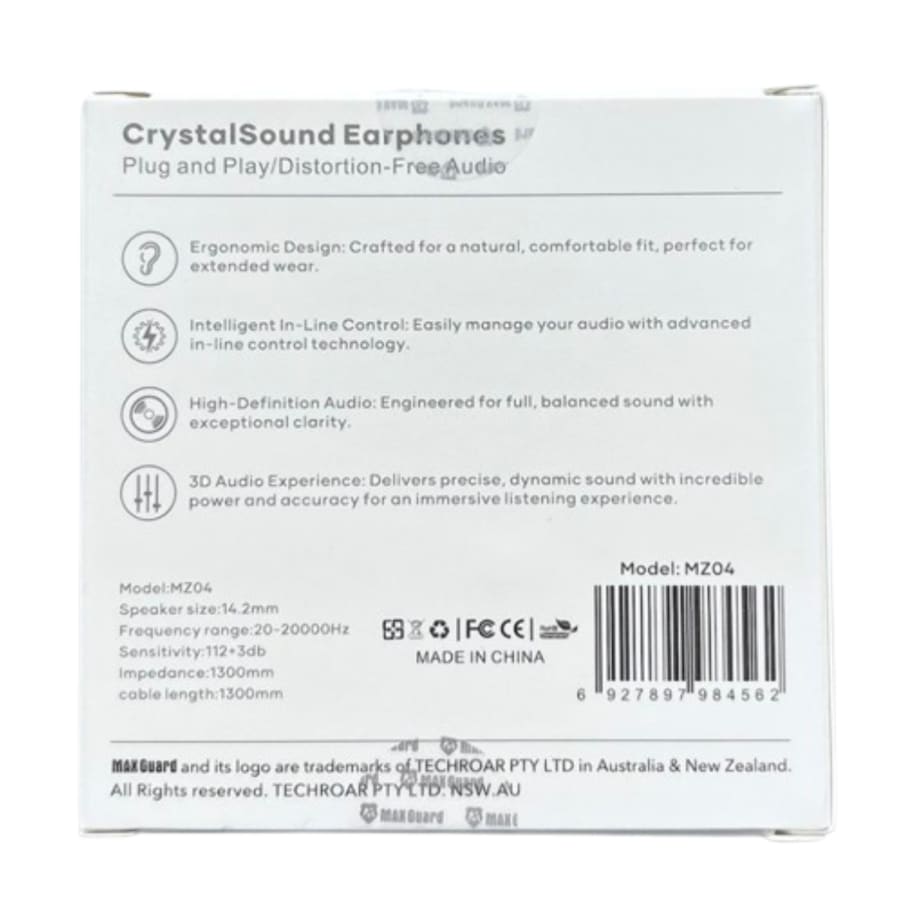 Maxguard Crystal Sound Earphones - MZ04 9eight5
