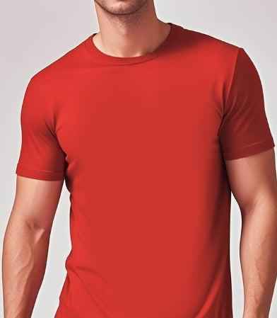 Army green Mead's Supply & Equipment Outfitters solid casual short-sleeve crewneck T-shirt on a hanger.