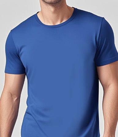 Army green Mead's Supply & Equipment Outfitters solid casual short-sleeve crewneck T-shirt displayed on a model.