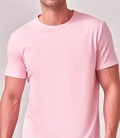 Army green Mead's Supply & Equipment Outfitters solid casual short-sleeve crewneck T-shirt on model, showing front view.
