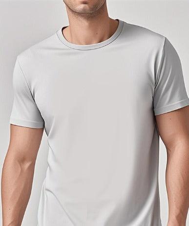Army green Mead's Supply & Equipment Outfitters solid casual short-sleeve crewneck T-shirt laid flat, showcasing its simple design.