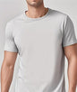 Army green Mead's Supply & Equipment Outfitters solid casual short-sleeve crewneck T-shirt laid flat, showcasing its simple design.