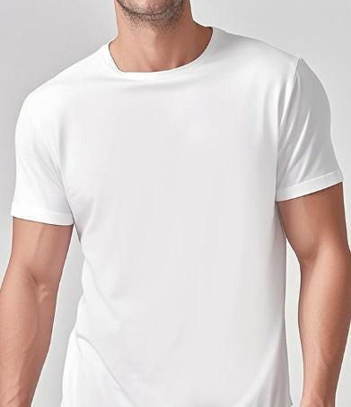 Army green Mead's Supply & Equipment Outfitters solid casual short-sleeve crewneck T-shirt on a plain background.