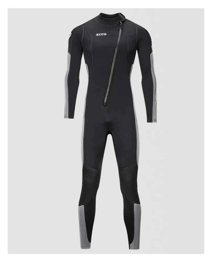 Blue unisex one-piece neoprene wetsuit by Mead's Supply & Equipment for warm surfing and diving all seasons, athletic wear.