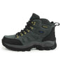 Unisex high-top outdoor hiking shoes by Mead's Supply & Equipment Outfitters, waterproof trail boots in brown and orange for all terrains.