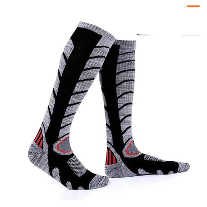 Thick green terry hiking socks for men and women by Mead's Supply & Equipment Outfitters, cotton high tube cushioned trail socks.