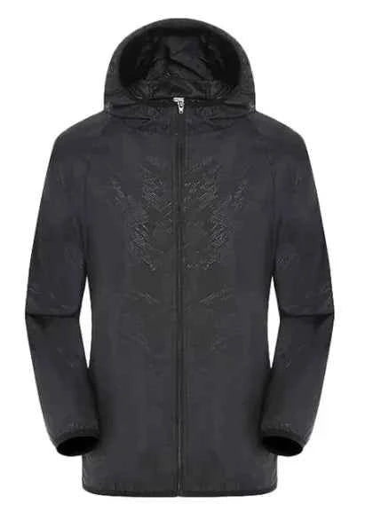 Unisex white ultra-light windproof rain jacket by Mead's Supply & Equipment Outfitters, packable waterproof outdoor athletic wear.