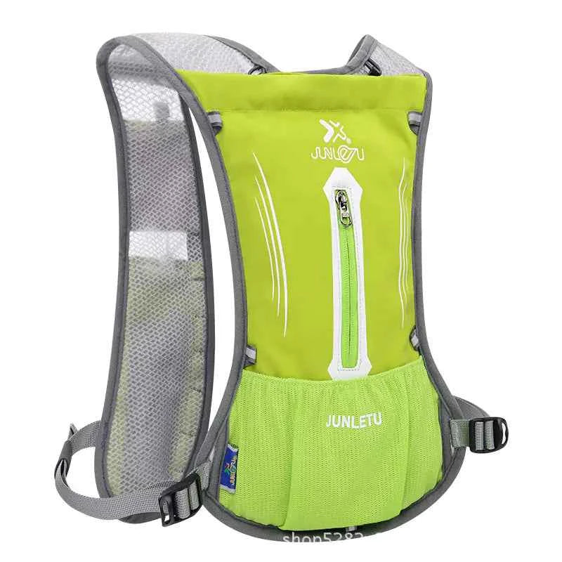 Lightweight gray waterproof hydration backpack by Mead's Supply with 2L TPU bladder for outdoor hydration.