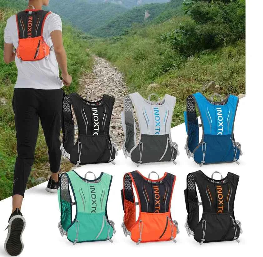 Lightweight gray waterproof hydration backpack by Mead's Supply & Equipment with 2L TPU bladder for outdoor activities.