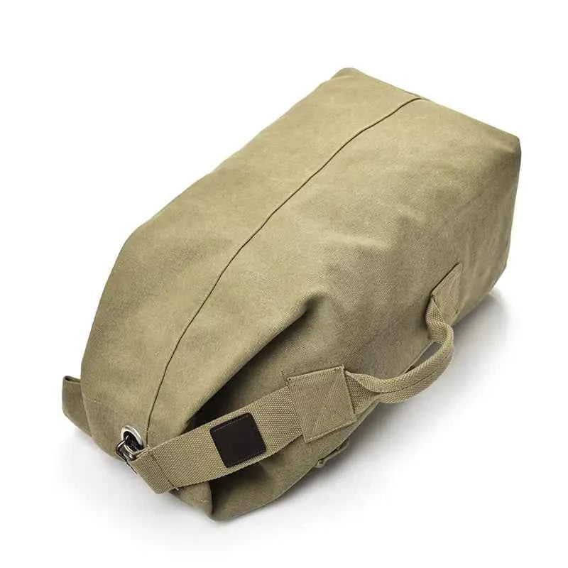 Waterproof canvas hiking backpack by Mead's Supply & Equipment Outfitters, high-capacity outdoor travel rucksack in two sizes.