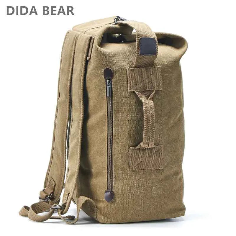 Waterproof canvas hiking backpack by Mead's Supply & Equipment Outfitters, high-capacity outdoor travel rucksack in two sizes.