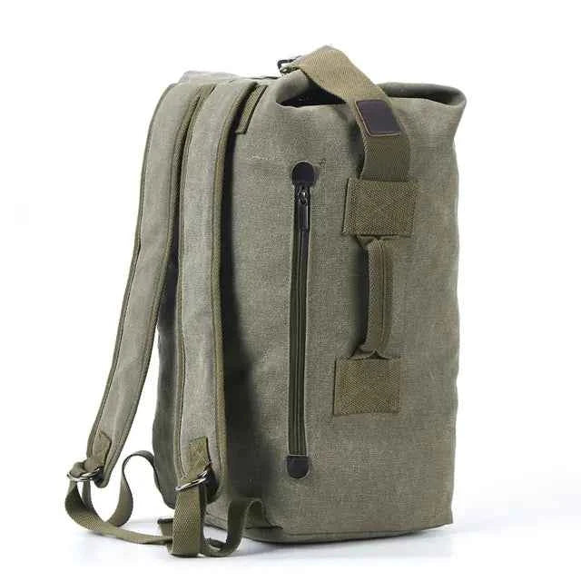 Waterproof canvas hiking backpack by Mead's Supply & Equipment Outfitters, high-capacity outdoor adventure rucksack with multiple sizes.