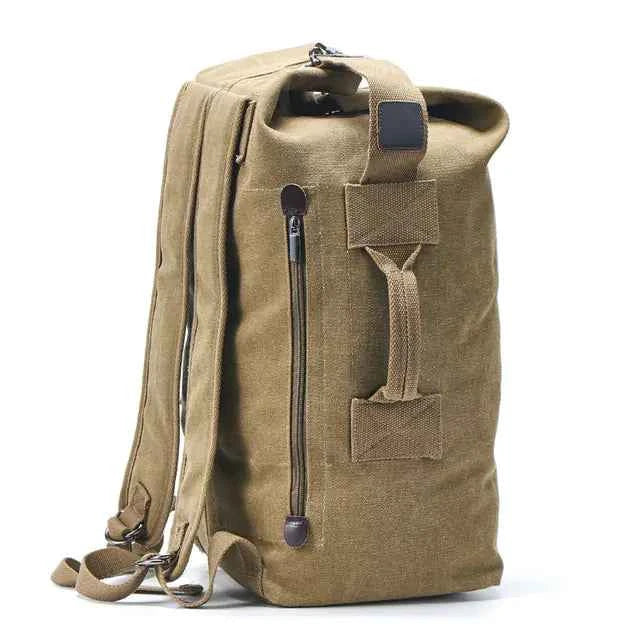 Waterproof canvas hiking backpack by Mead's Supply & Equipment Outfitters, high-capacity outdoor rucksack with adjustable straps.