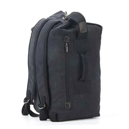 Waterproof canvas hiking backpack by Mead's Supply & Equipment Outfitters, high-capacity outdoor travel rucksack in two sizes.