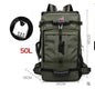 Army green 50L Oxford fabric hiking backpack with large capacity and durable construction, ideal for outdoor travel and adventures.