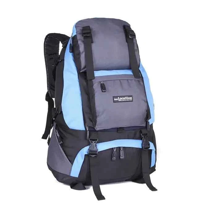 Black 40L waterproof hiking backpack by Mead's Supply & Equipment Outfitters, lightweight polyester outdoor pack with multiple color options.