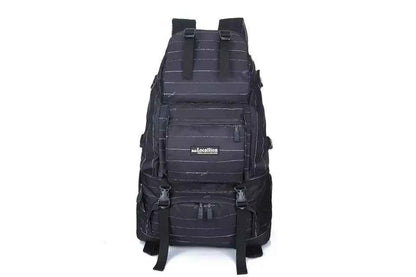 Black 40L waterproof hiking backpack by Mead's Supply & Equipment Outfitters, lightweight polyester outdoor pack with multiple color options.