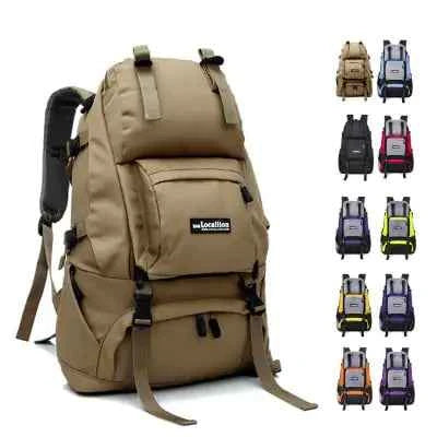 Waterproof 40L hiking backpack by Mead's Supply & Equipment Outfitters, lightweight polyester outdoor pack in black and color options.