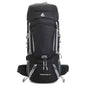 Blue 60L water-repellent hiking backpack by Mead's Supply with rain cover, large capacity outdoor pack for adventures.