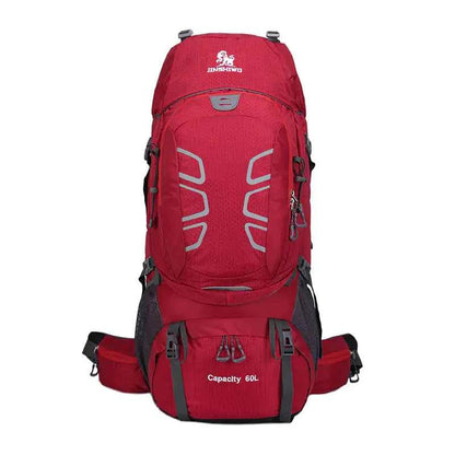 Blue 60L outdoor hiking backpack from Mead's Supply & Equipment Outfitters with water-resistant design, durable and spacious for outdoor adventures.