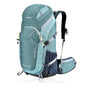 Red 50L nylon hiking backpack by Mead's Supply & Equipment Outfitters, lightweight outdoor adventure rucksack with embroidered design.