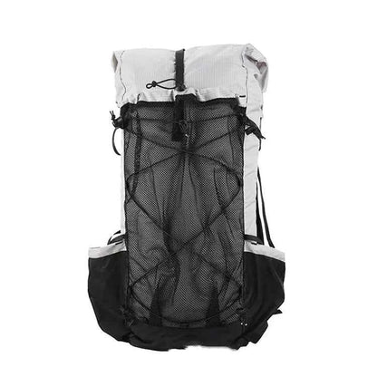 Green 70L Oxford hiking backpack by Mead's Supply & Equipment, water-resistant travel pack with large capacity for camping and outdoor adventures.