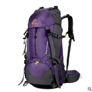 Orange FreeKnight 60L hiking backpack by Mead's Supply & Equipment, lightweight nylon mountaineering pack for outdoor adventures.