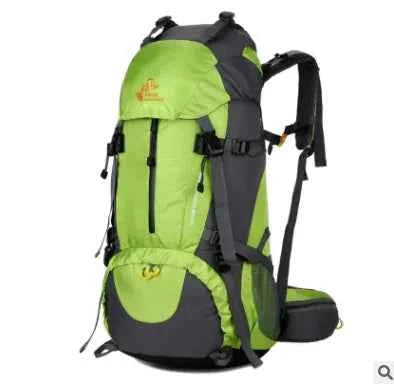 Orange FreeKnight 60L hiking backpack by Mead's Supply & Equipment, lightweight nylon mountaineering pack for outdoor adventures.