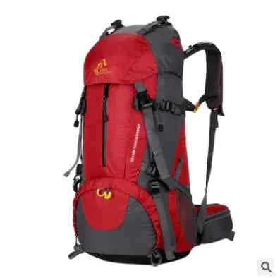 Orange FreeKnight 60L hiking backpack by Mead's Supply & Equipment, lightweight nylon mountaineering pack for outdoor adventures.