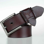 Black Cowather genuine leather men's casual business belt with a silver buckle, 100cm length, by Mead's Supply & Equipment Outfitters