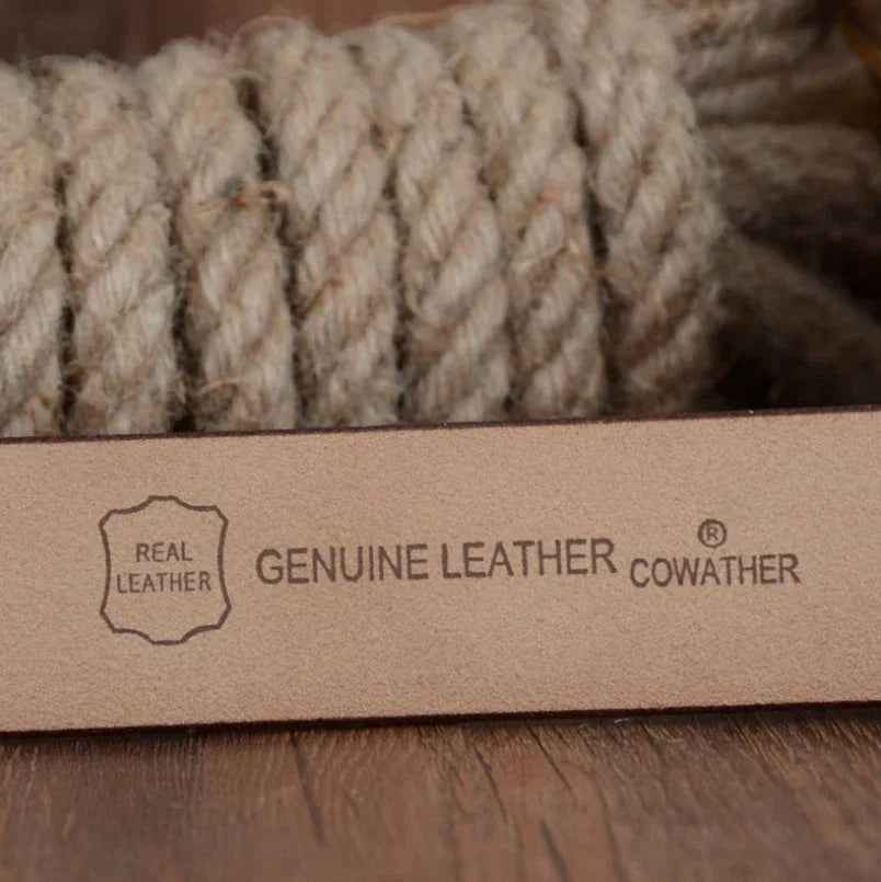 Black Cowather genuine leather men's casual and business belt, 100cm, by Mead's Supply & Equipment Outfitters.