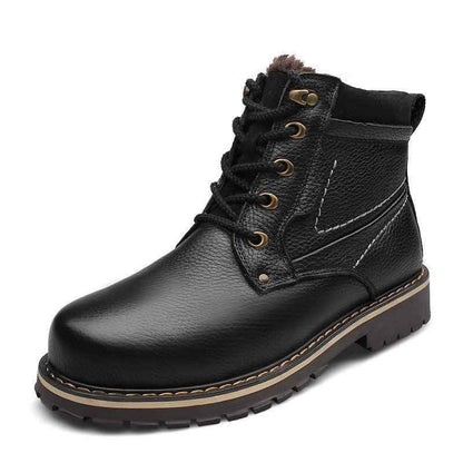 Black Winter Martin Boots by Mead's Supply & Equipment Outfitters, showing sturdy winter footwear with rugged soles.