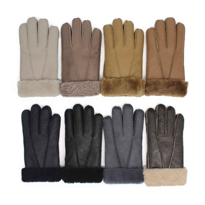Men's genuine leather gloves with warm sheepskin lining, blue color, one size from Mead's Supply & Equipment Outfitters.