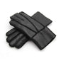Blue genuine leather gloves with warm sheepskin lining for men, from Mead's Supply & Equipment Outfitters, one size fits all.
