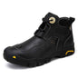 Brown leather high-top shoes by Mead's Supply & Equipment Outfitters limited, featuring sturdy design and lace-up closure.