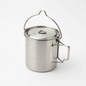 750ml stainless steel camp cook pot with lid and hanging hook, fire and gas compatible, from Mead's Supply & Equipment Outfitters.
