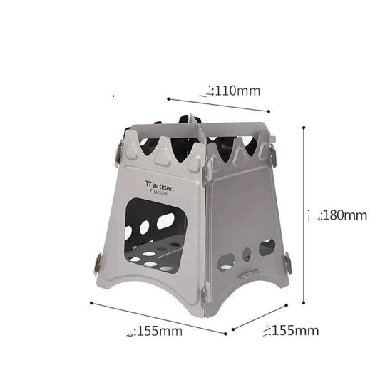 Widesea portable camping wood stove by Mead's Supply & Equipment Outfitters, foldable outdoor camping and hiking cooking stove.