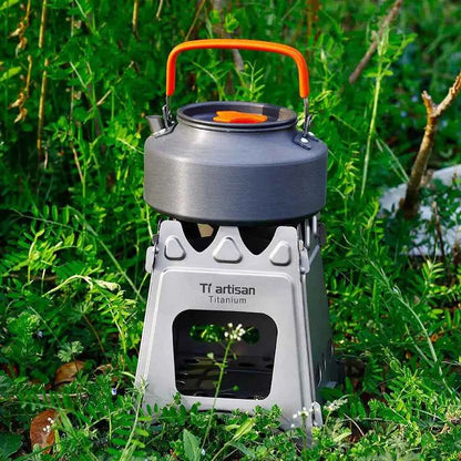 Widesea portable camping wood stove by Mead's Supply for outdoor cooking, foldable design ideal for camping and hiking.