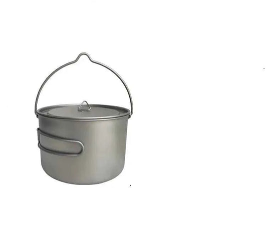 Mead's Supply & Equipment Outfitters limited folding camping pot with two handles, 2L titanium camping cookware for outdoor cooking