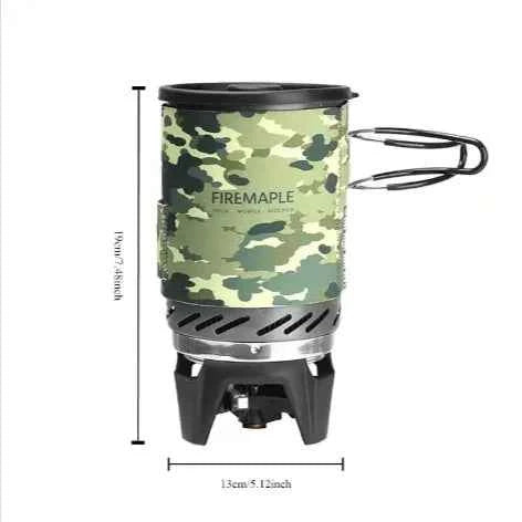 FireMaple outdoor heat-exchange camping pot, 1L backpacking cookware with thermal cover, ideal for efficient outdoor cooking.