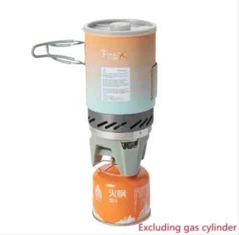 FireMaple outdoor heat-exchange camping pot, 1L backpacking cookware with thermal cover, suitable for efficient outdoor cooking.