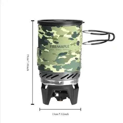 FireMaple outdoor heat-exchange camping pot, 1L backpacking cookware with thermal cover, efficient cooking system by Mead's Supply.