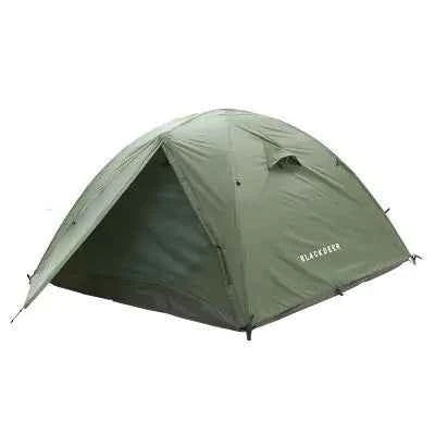 BlackDeer double layer camping tent by Mead's Supply for 2-3 persons, waterproof with aluminum poles, suitable for 3-4 season camping.