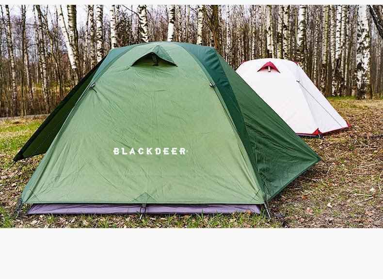 BlackDeer Double Layer Camping Tent by Mead's Supply & Equipment Outfitters, waterproof 2-3 person shelter with aluminum poles for 3-4 seasons.