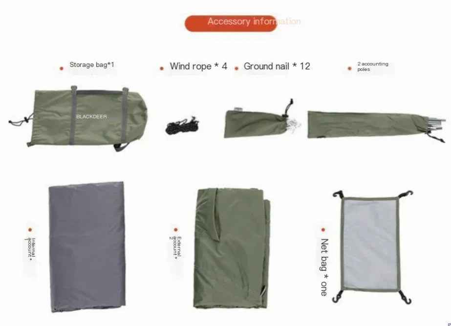 BlackDeer Double Layer Camping Tent by Mead's Supply for 2-3 persons, waterproof, 3/4 season shelter with aluminum poles.