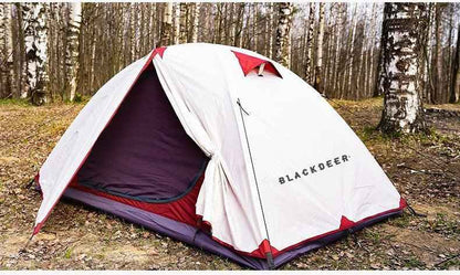 BlackDeer double layer camping tent by Mead's Supply & Equipment Outfitters, waterproof 2-3 person shelter with aluminum poles.