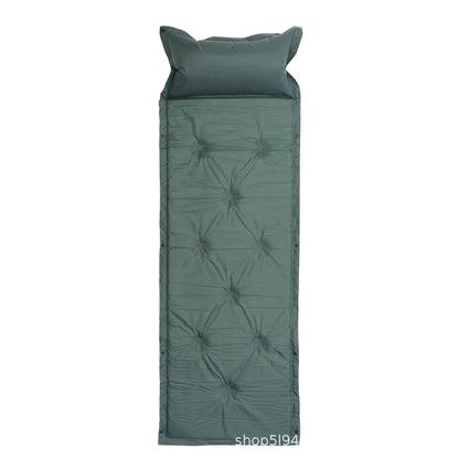 Mead's Supply & Equipment inflatable camping mattress in army green, moisture-proof sleeping pad, 180x60x2.5cm, 200kg capacity.