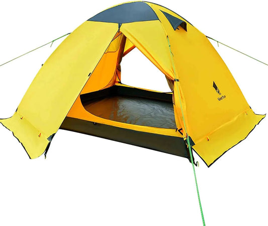 Outdoor green folding camping tent by Mead's Supply & Equipment Outfitters, compact and suitable for outdoor camping adventures.