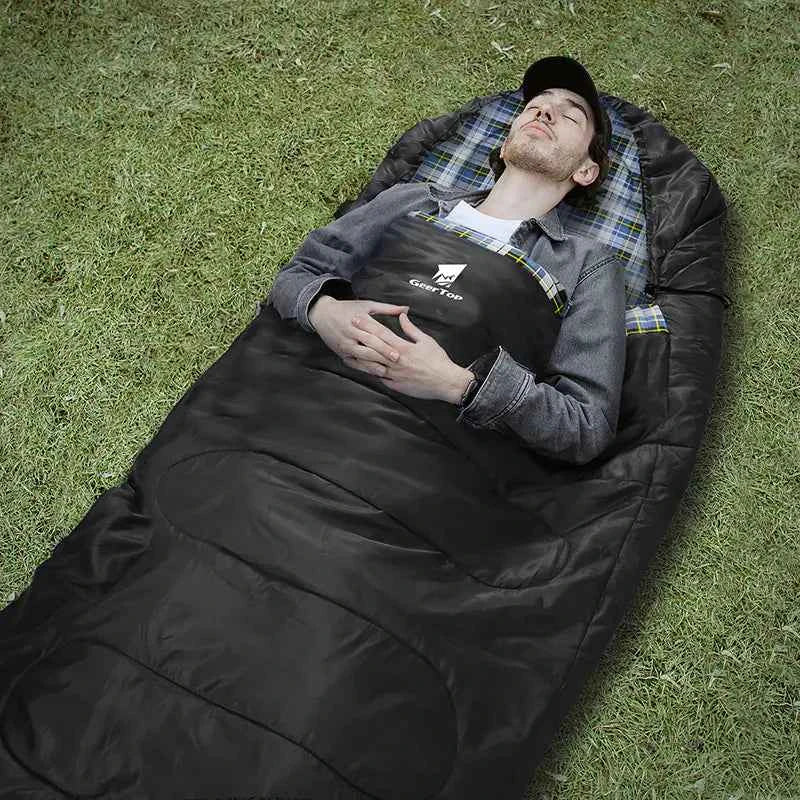 Large winter flannel sleeping bag by Mead's Supply & Equipment, 220x100cm, warm thickened camping sleeping bag with envelope design.