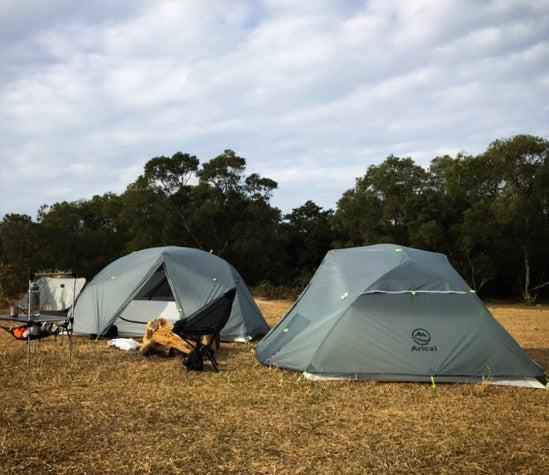 Four season double layer camping tent for 2-3 people with aluminum poles, waterproof design, by Mead's Supply & Equipment Outfitters.